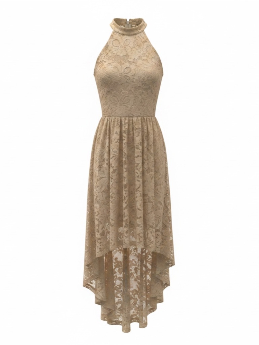 Dressystar Lace High Low Dress Medium Beige Nude Formal Wedding Guest Dress